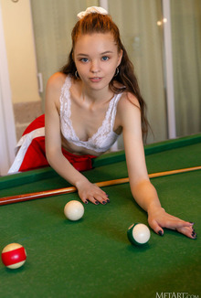 Shea Tempts With Her Striptease On A Pool Table Under The Cosy Indoors Lighting