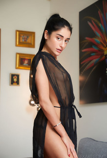 Ara Mix Entices In A Splitside Gown At Late-night Indulgence On A Couch