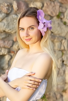 Emily Swan In A Pretty Summer Dress And High Heels That Show Off Her Lovely Long Legs