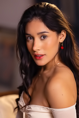 Carolina Guerrero Seduces In Her Bedroom Wearing Denim Shorts And A White Top Whispering Temptation