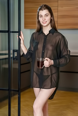 Danna Bliss Her Sheer Black Shirt Skimming Over Her Lovely Breasts