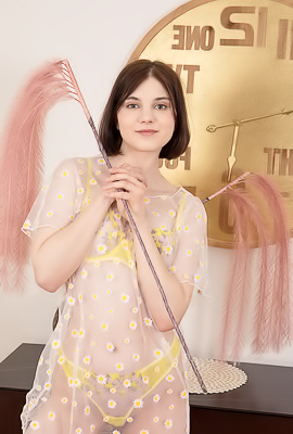 Sara Celeste Bending Over To Show How Her Thong Panties Nestle Between Her Perfect Buns