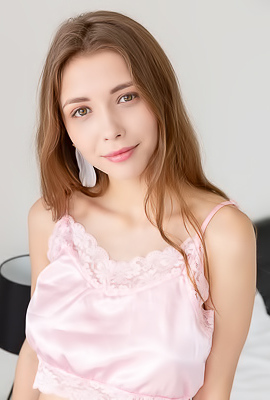 Mila Azul Teases In Pink Silk Lingerie With Irresistible Solo Play On Crisp Sheets